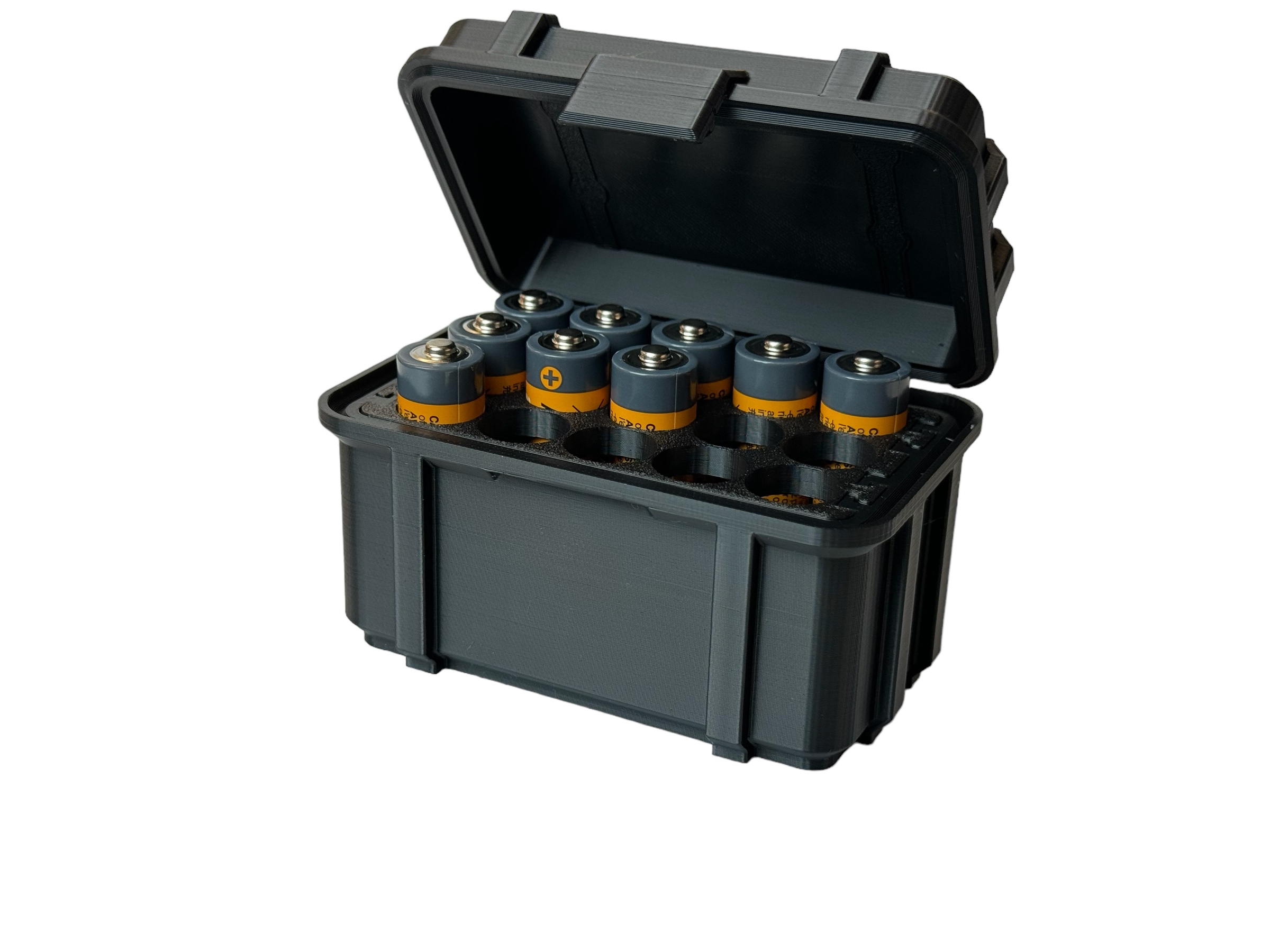 Stapelbarer Mini-Schutzkoffer Batteriekiste für AA, AAA, 9V und mehr