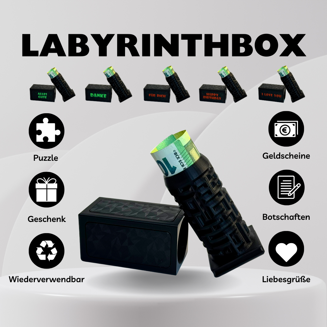 3D-gedruckte Labyrinthbox – Kreative Geschenkverpackung für Geld & Gutscheine